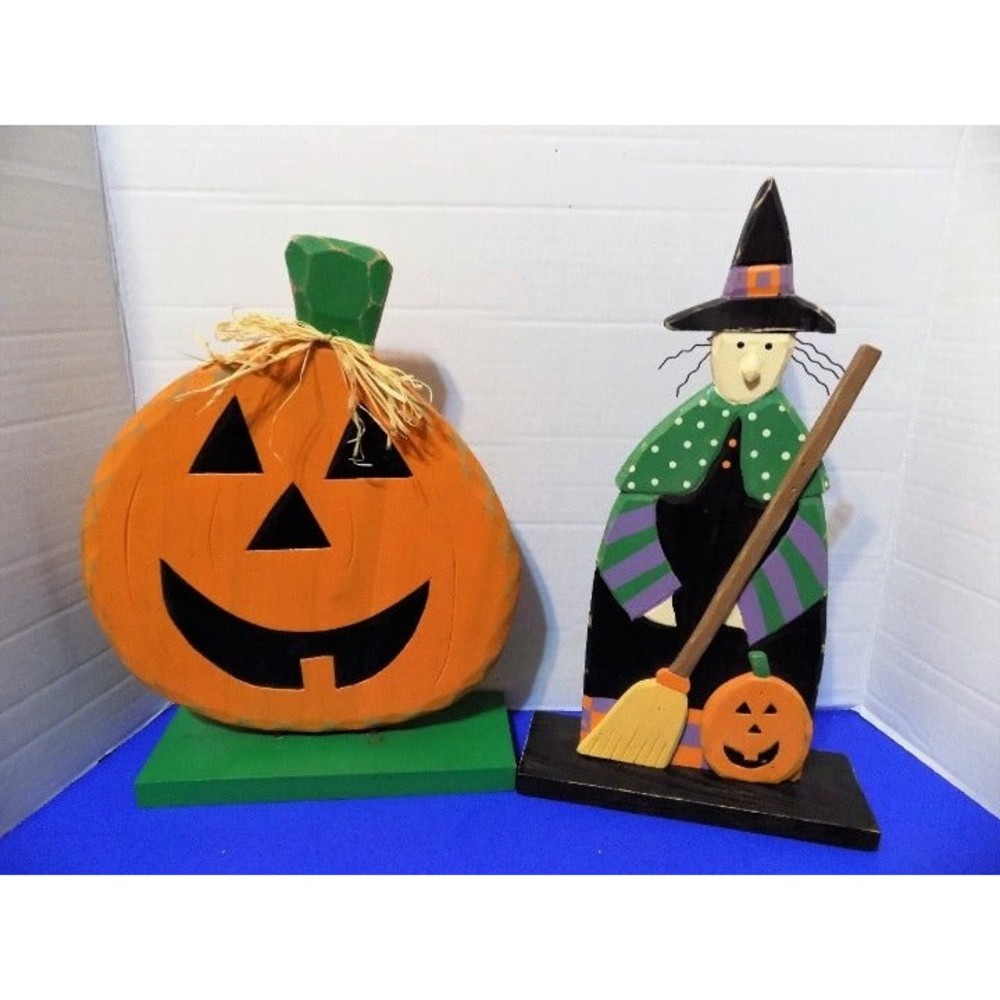 2000 Halloween Wood Pumpkin Witch Statue Figurine Fall Decor Ilona Steelhammer